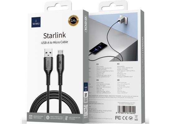 WiWU Wi-C042E A-M 2.4A Charging Cable USB - A to Micro USB Data Transfer Cable 1M - Black